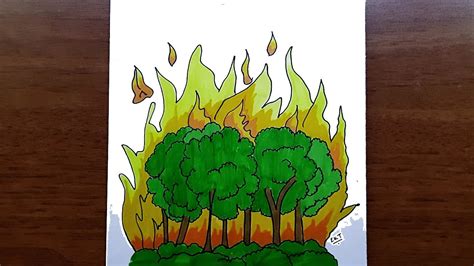 orman yangın resmi çizimi
